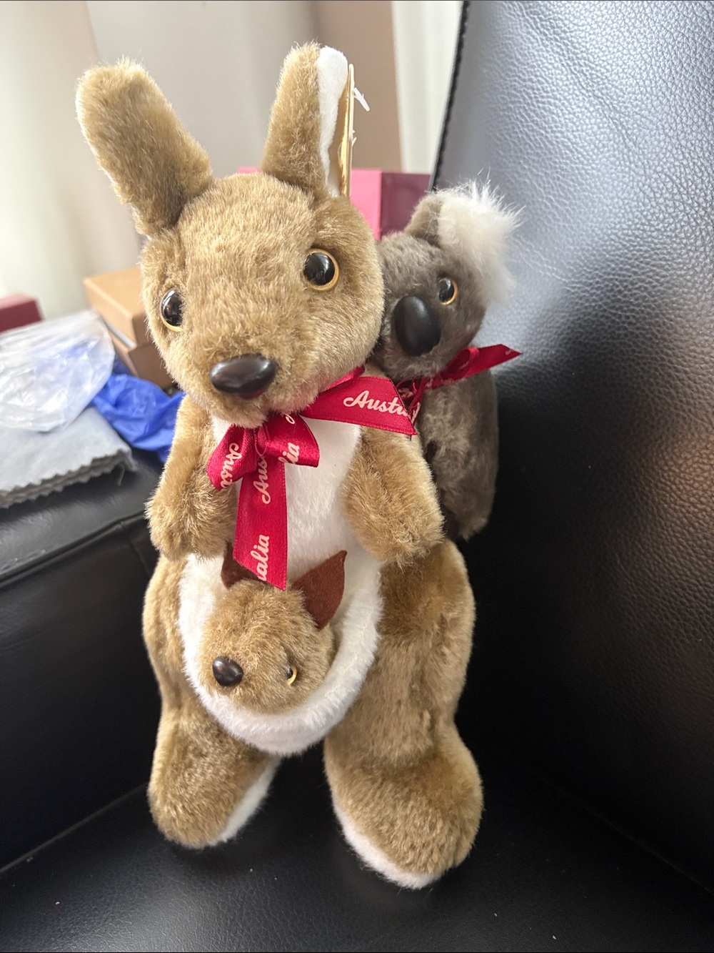 Vintage Plush Kangaroo with Joey and Koala Australia 1990